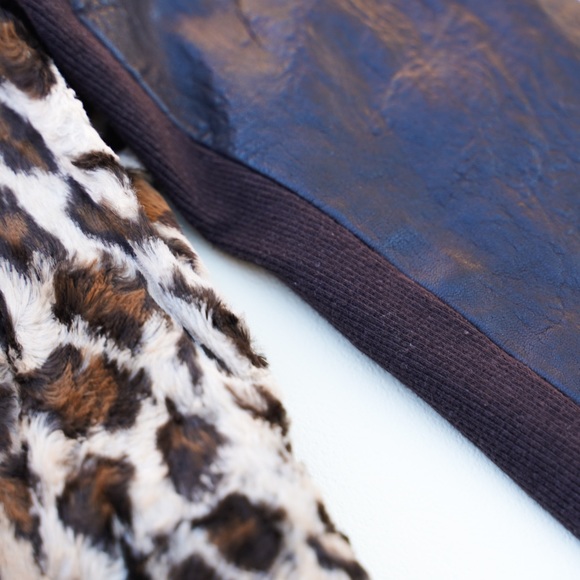 Cheetah fur leather armed jacket - Picture 6 of 9